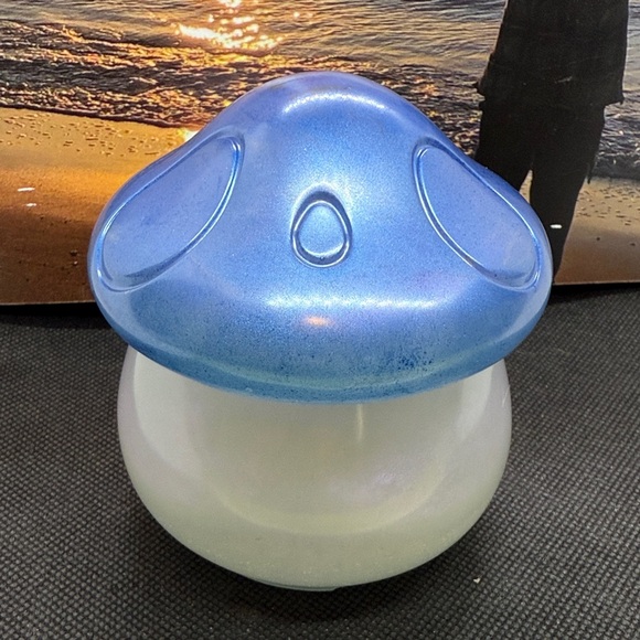Handmade Other - Whimsical Resin with Blue, White Mushroom Jar